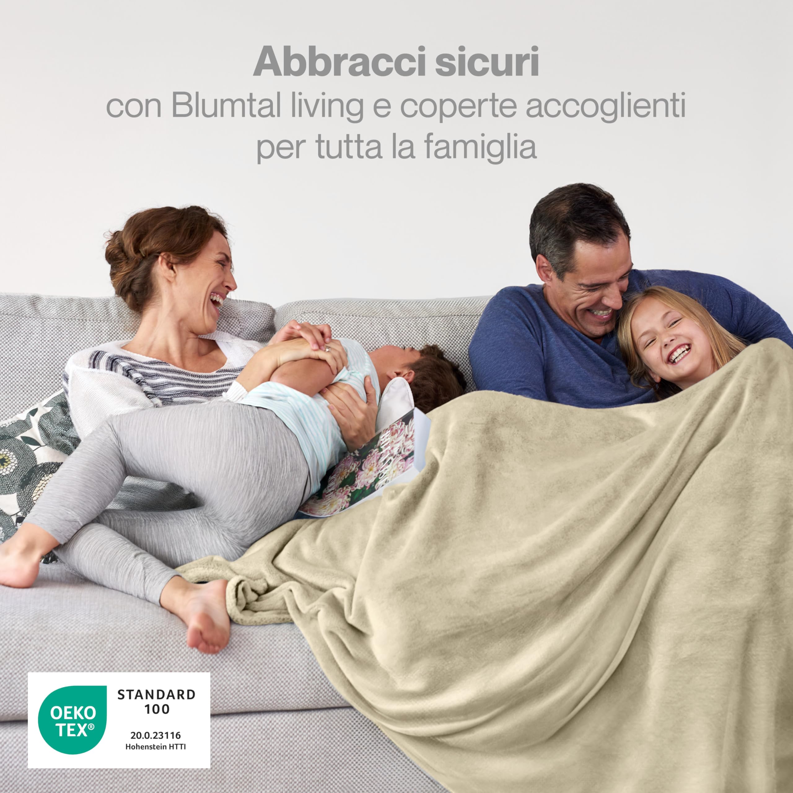 Blumtal Coperta Pile 220x240cm - Coperta Plaid divano super morbida - Coperta Divano certificata OKEO-Tex - coperta per divano - coperta invernale - coperte in pail - plaid matrimoniale - color sabbia