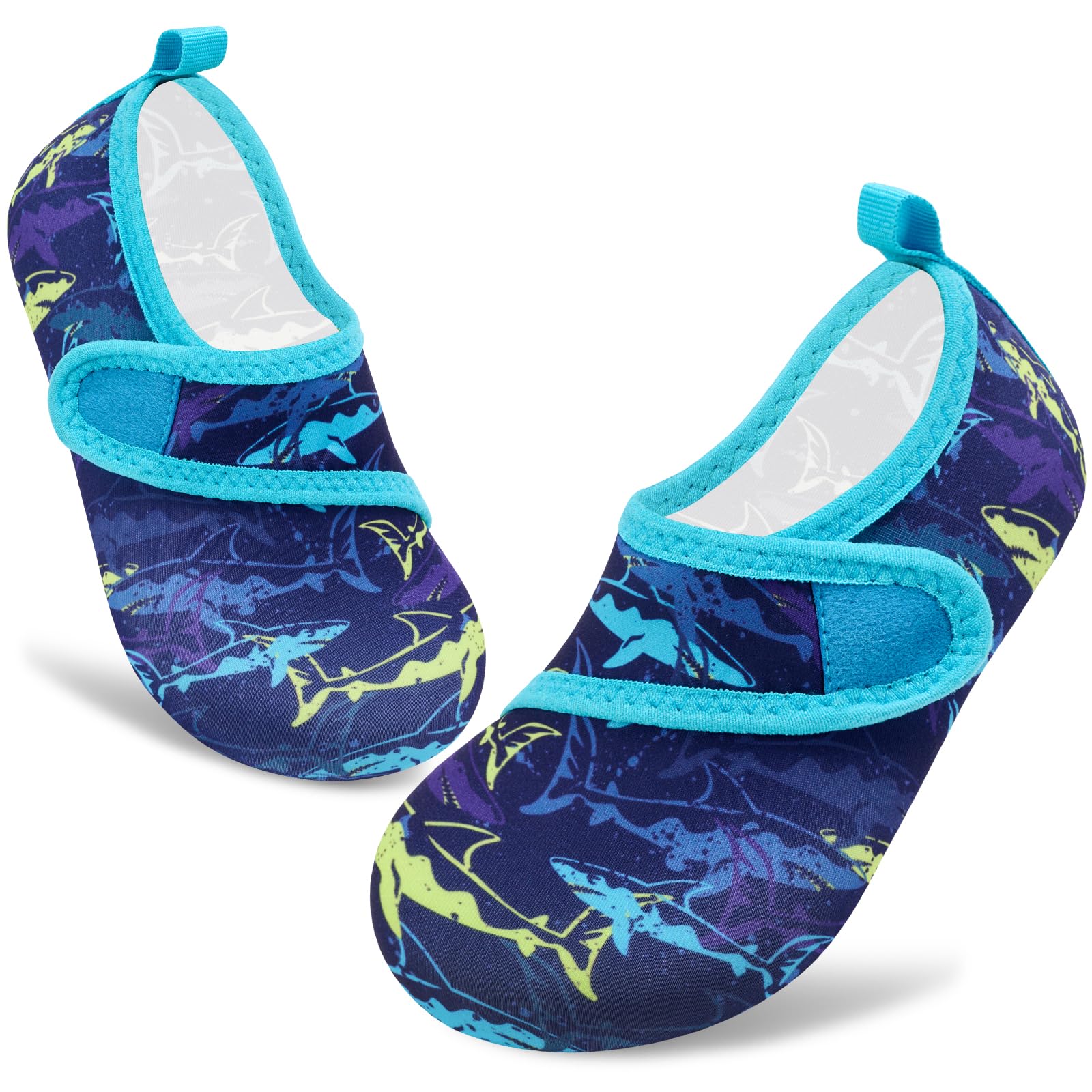 VIFUUR Kids Water Shoes Boys Girls Barefoot Water Sports Socks Hook&Loop Beach Shoes Quick Dry Aqua Socks Swim Walking Outdoor Sports for Toddler size 28-29