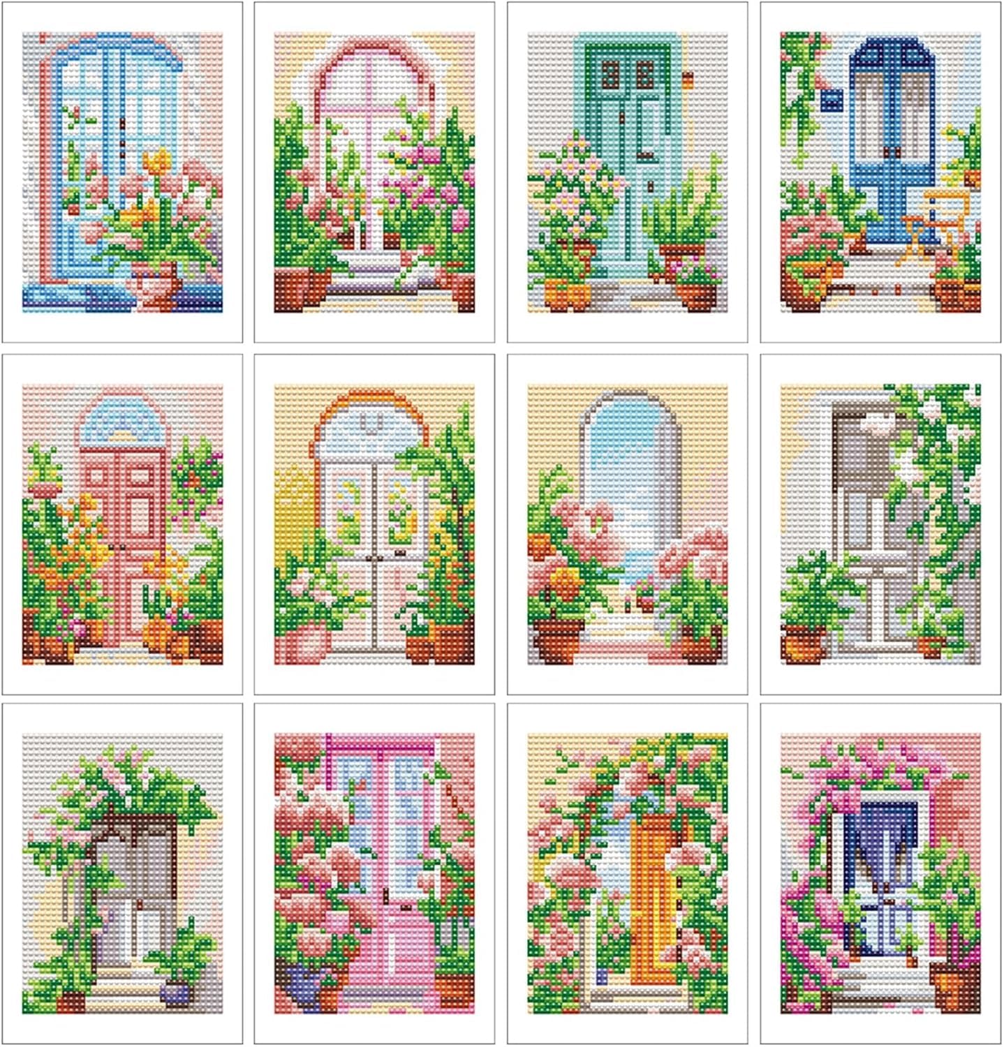 HASTHIP® 12Pcs DIY Diamond Paint Craft Kit, 15x15cm Dreamy Garden Themed DIY Colored Diamond Paint Art Kit with Complete Tool Set, Wall Decor Handcraft Gift Beginner-Friendly Fun Group Activity