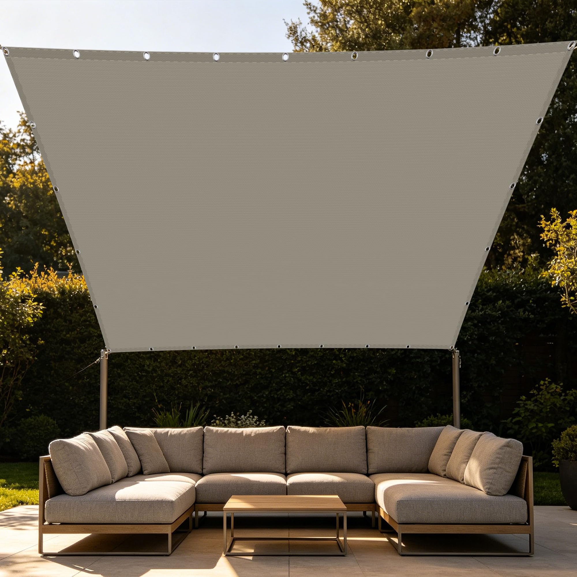 Voile d'ombrage contre le vent toile robuste taupe 1.2x8m