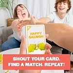 Happy Salmon by Exploding Kittens - 3-8 Players - Ages 6+ - 90 Second Rounds - Easy to Learn Quick Matching Card Game - Party Game, Family Game Night, Kid and Adult Card Game | Ages 6+ - 3 to 8 Players - < 15 Minute Playtime - Board Games - Easy to L