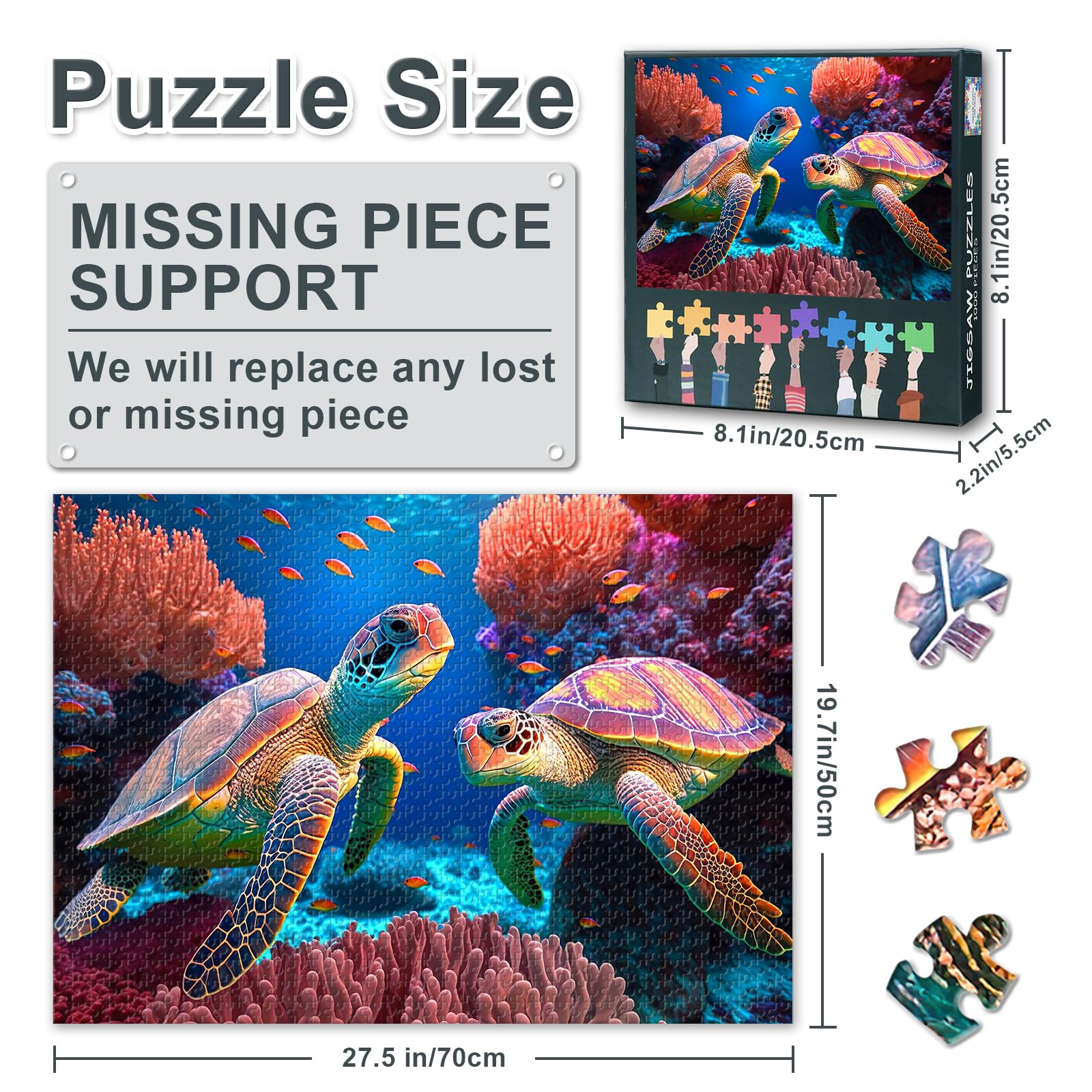 Challenging Jigsaw Puzzles UK, Sea Turtle in Coral Reef Underwater Scene - Image 3