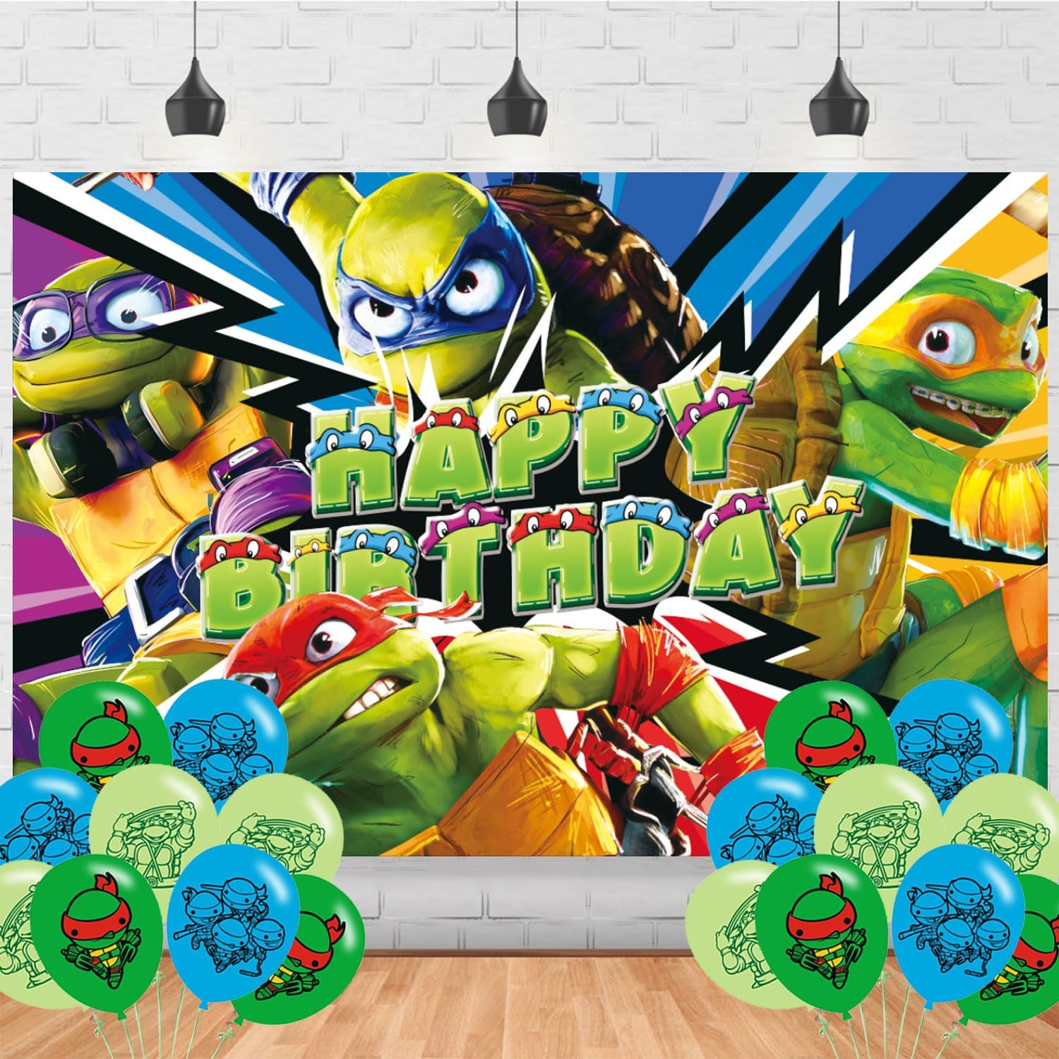 Amazon.com : Ninja Turtles Birthday Party Backdrop, Cartoon Turtle ...