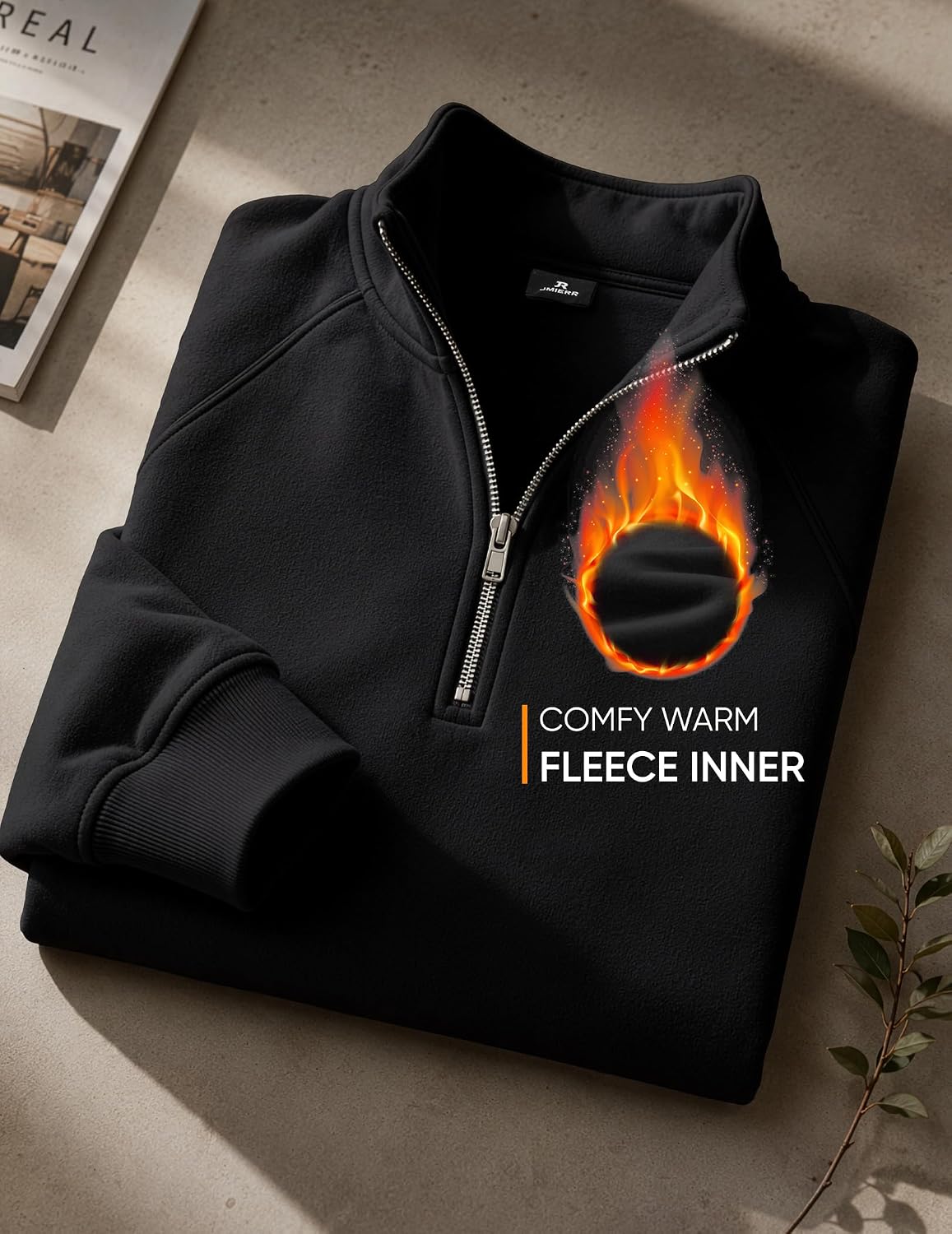 JMIERR Men's Fleece Quarter Zip Pullover Sweatshirt
