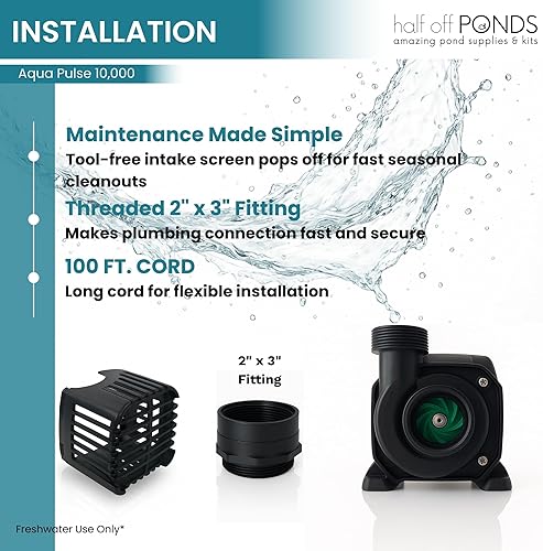 Vista 97 de HALF OFF PONDS Aqua Pulse Series - Bombas sumergibles de tracción híbrida de 550 gal/hr a 12,500 gal/hr Cable de 33 pies