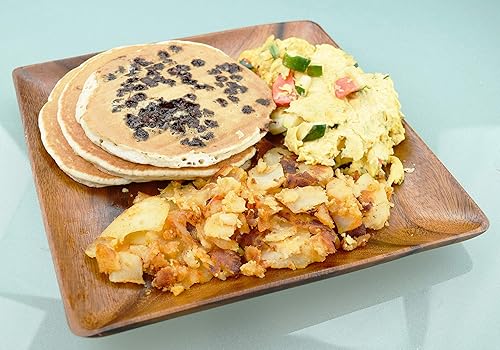 Miniatura 4 de Plato cuadrado de madera de acacia de 10 pulgadas y bandeja de queso, juego de 8, sostenible, ecológico, bandeja de madera de acacia