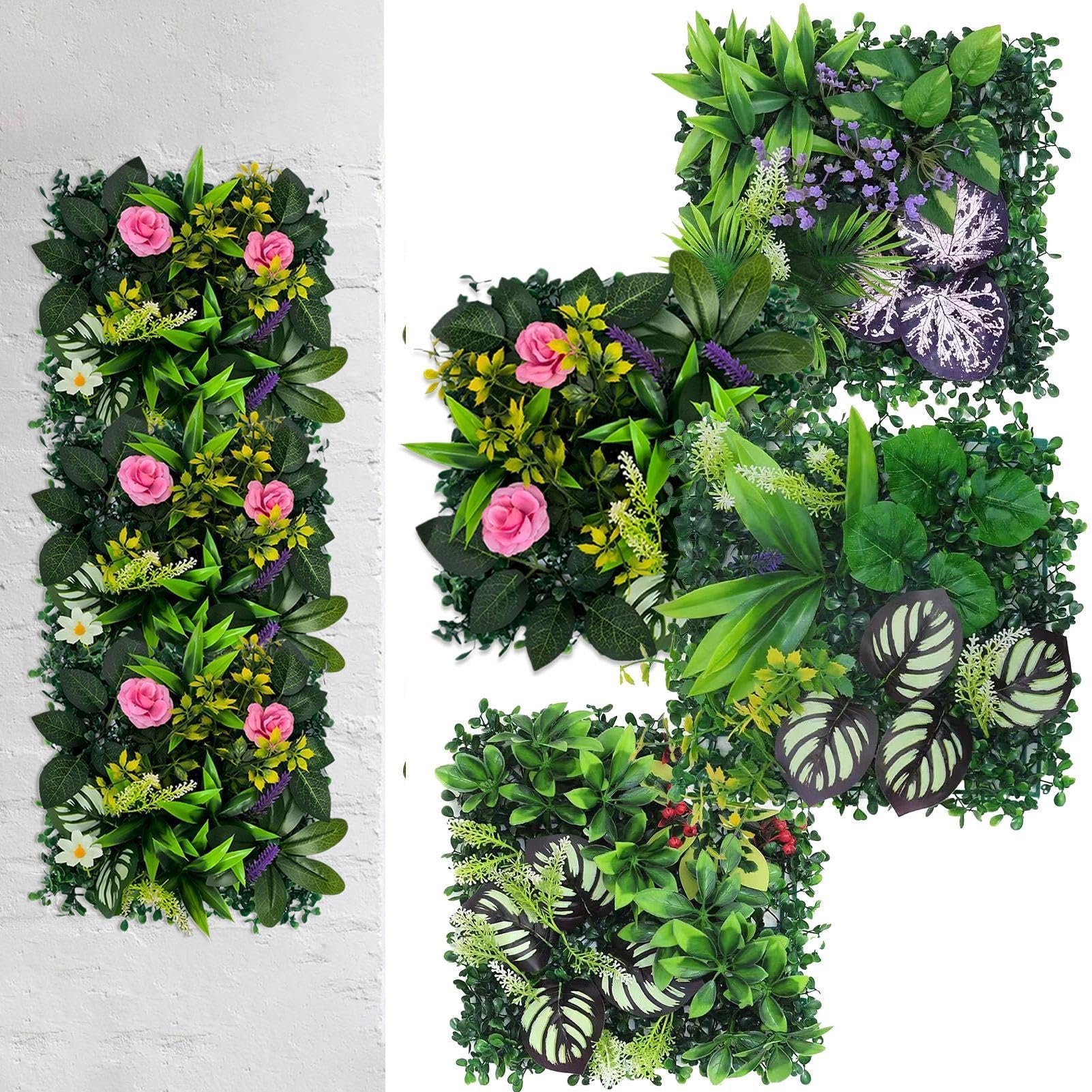 Haie de Verdure Artificielle Occultante Panneaux Muraux Fausses Plantes 4 Pièces