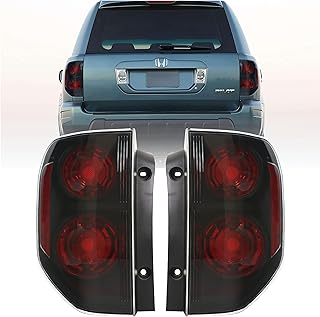 USR DEPO 03-08 Honda Pilot Tail Lights - Facelift JDM Style Black Housing Light Shade of Smoke Lens Rear Tail Lamps Set (Left + Right) Compatible with 2003-2008 Honda Pilot SUV