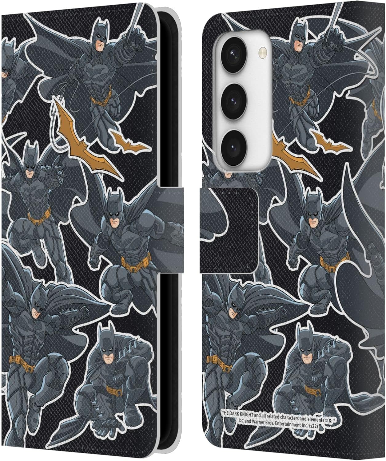 Head Case Designs Officially Licensed The Dark Knight Batman Character Art Leather Wallet Case Compatible with Samsung Galaxy S23 5G