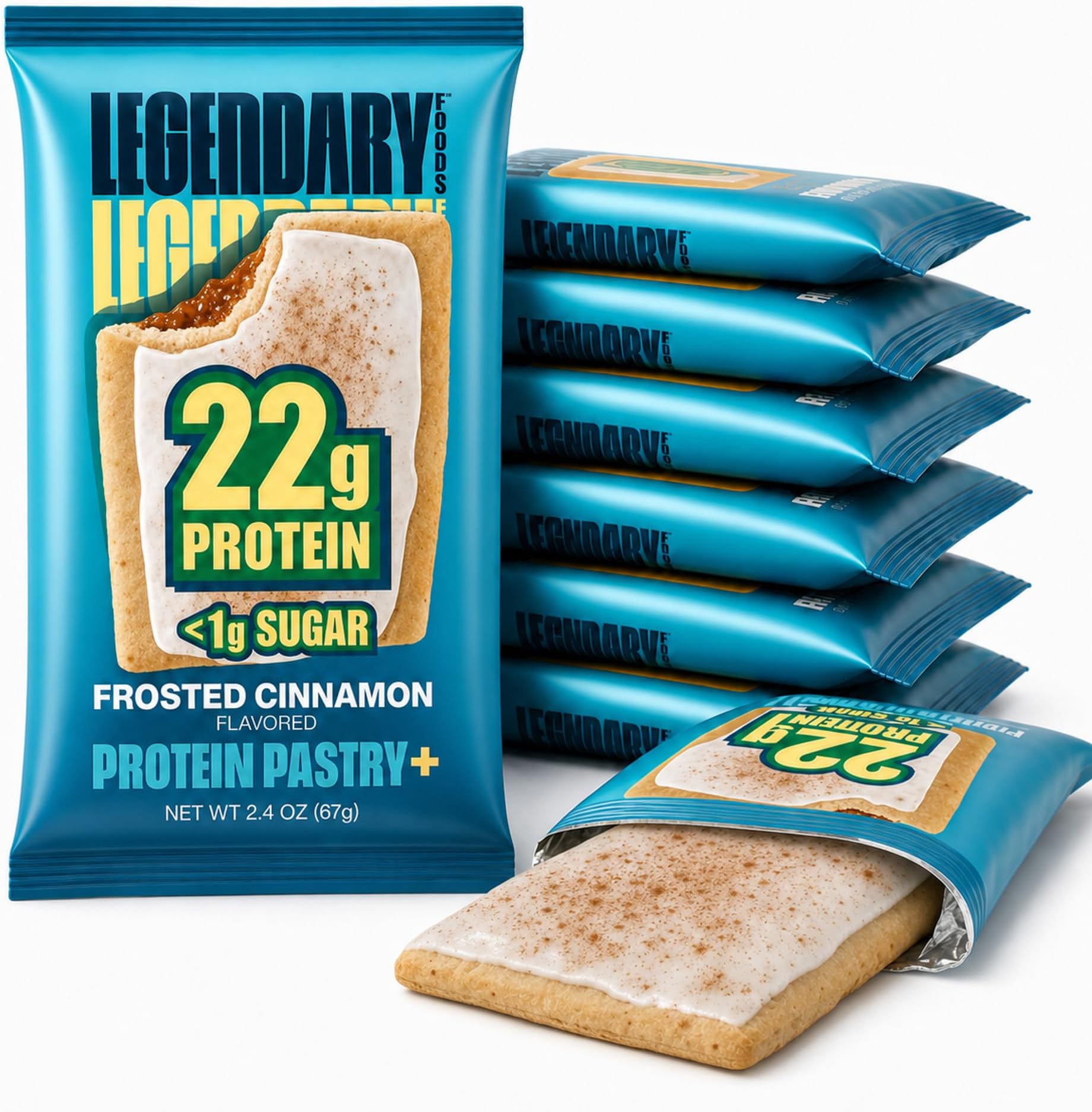 Legendary Foods High Protein Pastry, Cinnamon, Low Carb/Low Sugar Snack | Protein Pastry, Keto Snack, Frosted Breakfast Tart, High Protein Keto Treats, Healthy Snacks for Adults & Kids