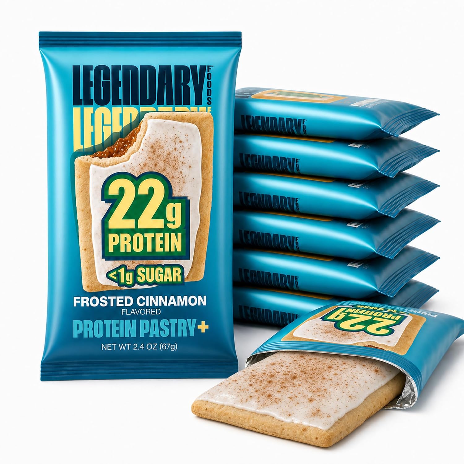 Legendary Foods High Protein Pastry, Cinnamon, Low Carb/Low Sugar Snack | Original Protein Pastry, Keto Snack,Frosted Breakfa