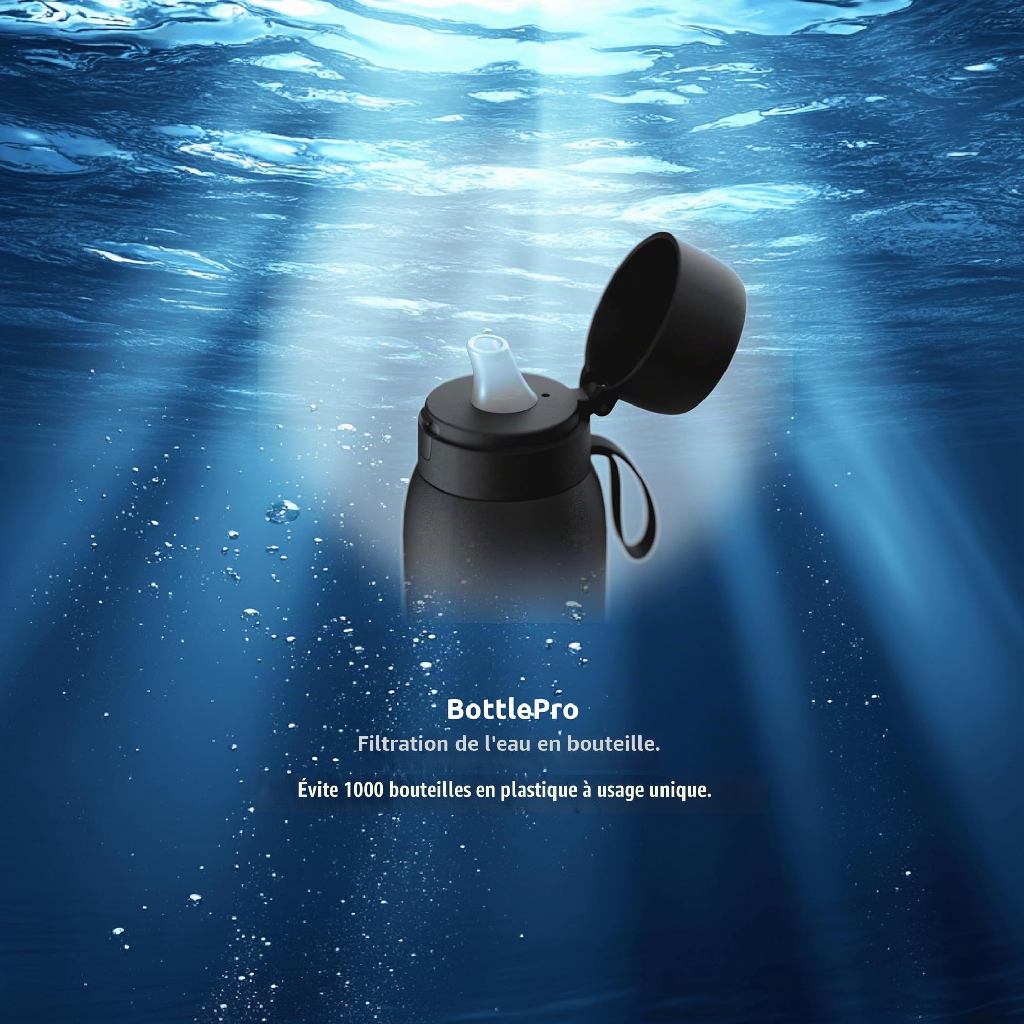 TAPP Water BottlePro - Bouteille filtrante. Filtre+80 contaminants. Sans BPA. Recharge durable et fermeture hermétique. Bouteille eau 750 ml (Noir)