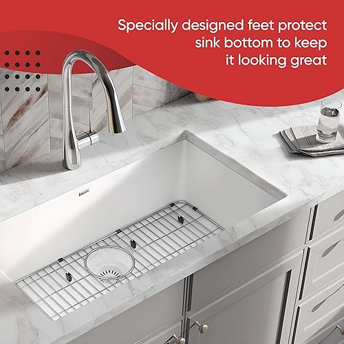 Miniatura 6 de Protectores de fregadero para fregadero de cocina, protector de fregadero de acero inoxidable 27-12" x 13-12" x 1-14", rejilla inferior del fregadero