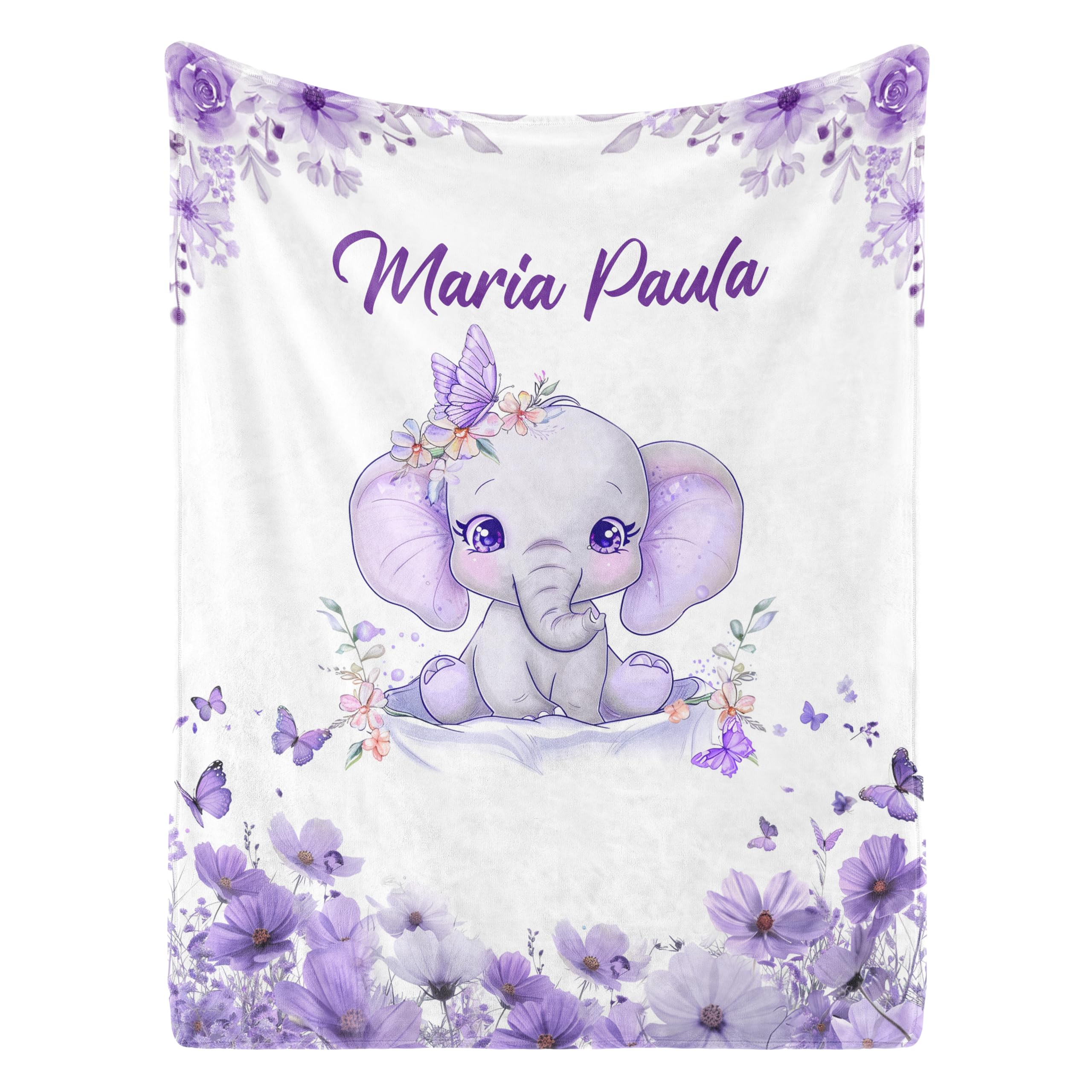 Personalized Baby Blanket with Name, Custom Name Blankets for Kids Soft Flanne Blankets in Easter Basket Personalized Baby Gifts (Purple)