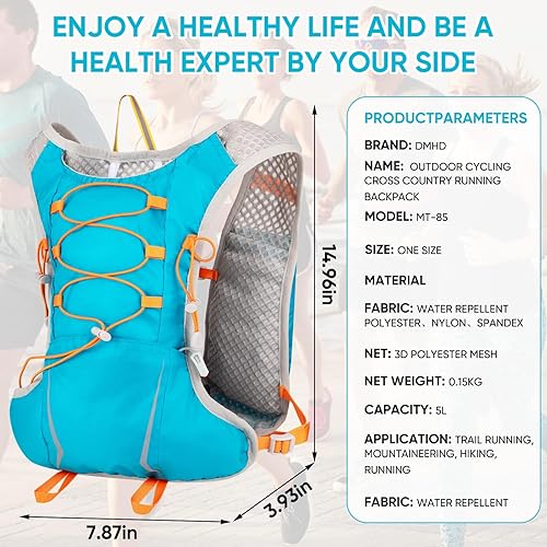 Miniatura 6 de Chaleco para correr para mujeres y hombres, mochila de hidratación de 5 litros con bolsa de agua de 2 L, chaleco de hidratación ultraligero