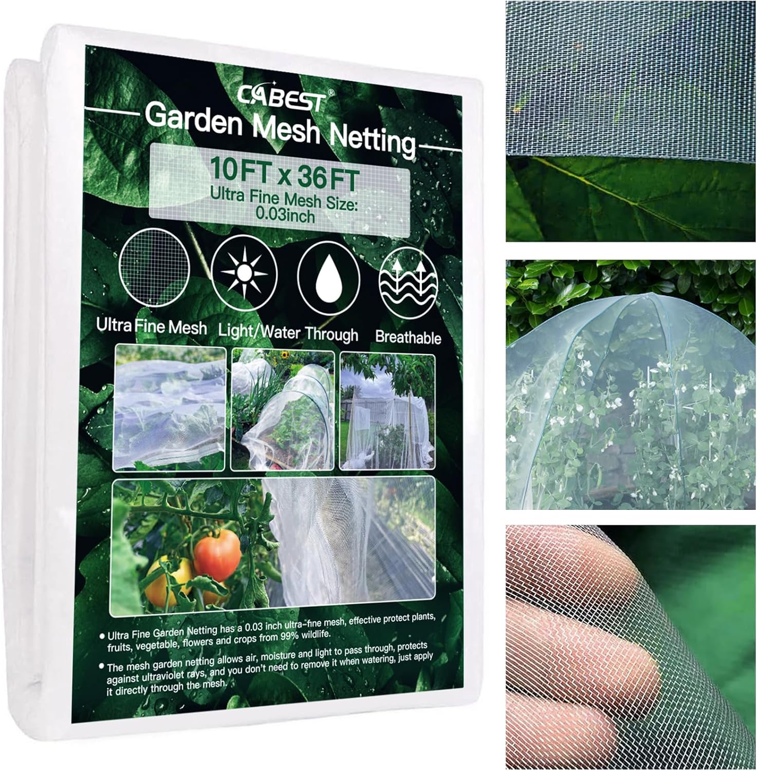 10FTX36FT Garden Insect Mesh Netting Trellis Netting for Greenhouse Plant Cover, Breathable