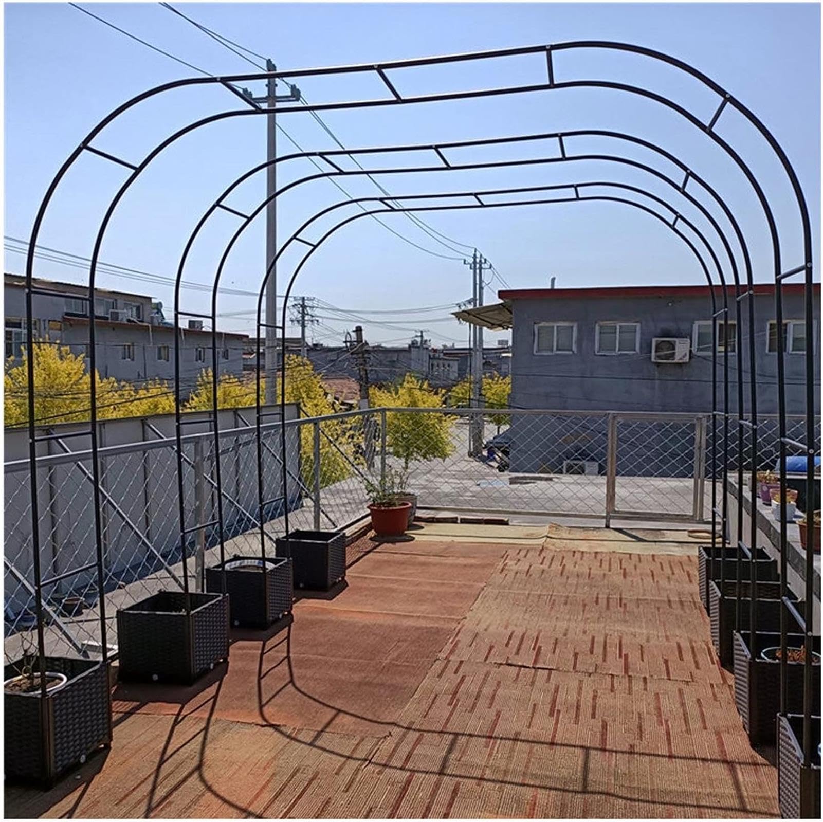 Extra Wide 350cm Large Garden Archway for Roses and Climbing Plants Wedding Pergola Trellis with Extra Tall 220cm Height Black Metal Arch for Grape Vines Support