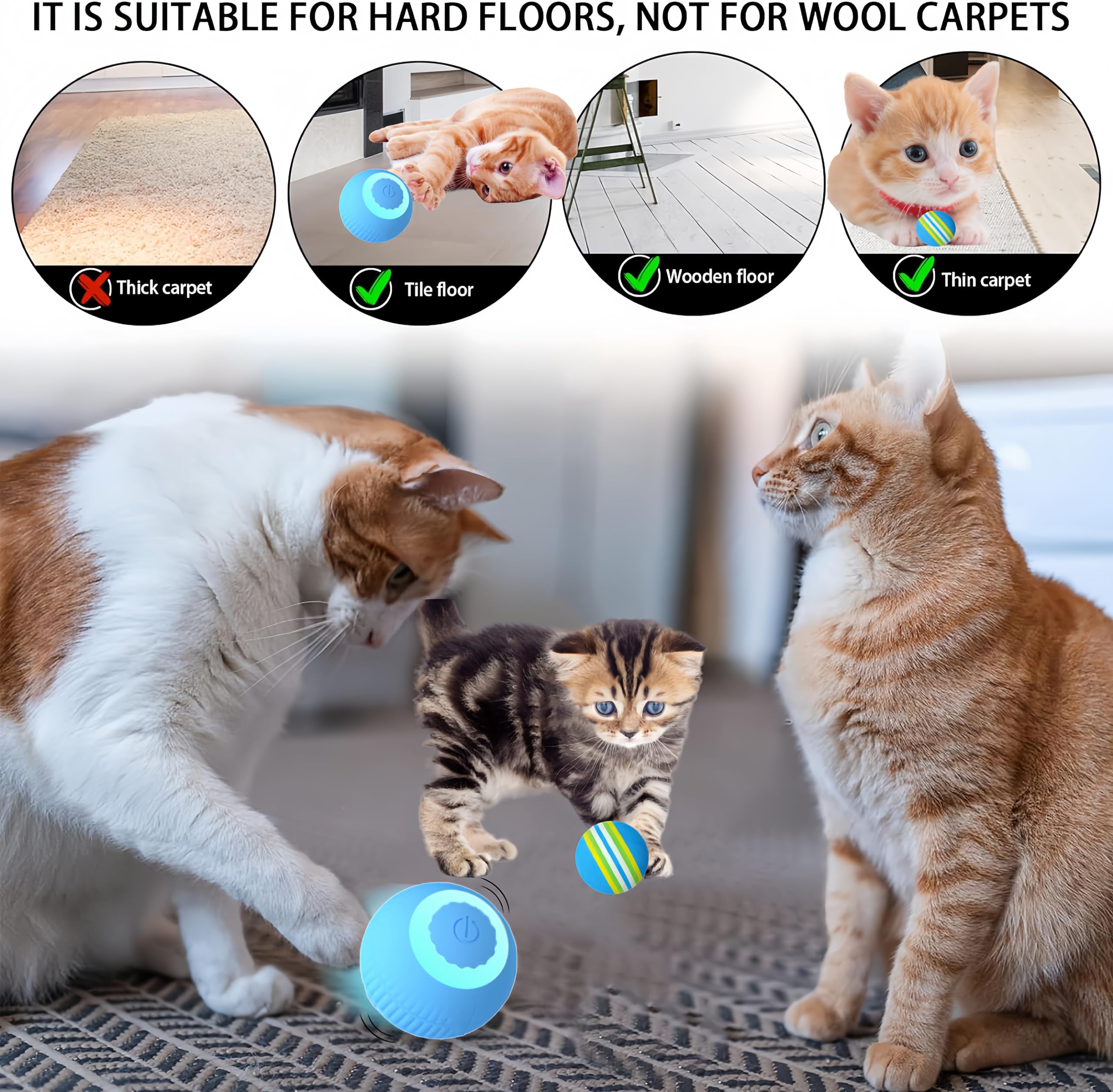 Wloom Power Ball 2.0 - Giocattolo per gatti, giocattolo interattivo per gatti, giocattolo interattivo per gatti di piccola taglia, palline giocattolo per cani di piccola taglia, gioco