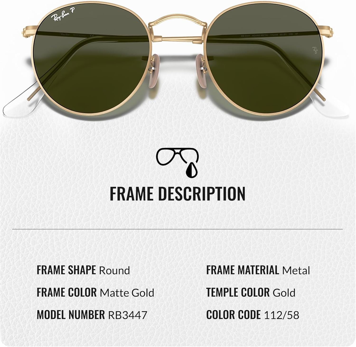 Ray-Ban RB3447 ROUND METAL Round Shaped Sunglasses for Men & Women with Official RAYBAN Eyewear Kit - Image 3