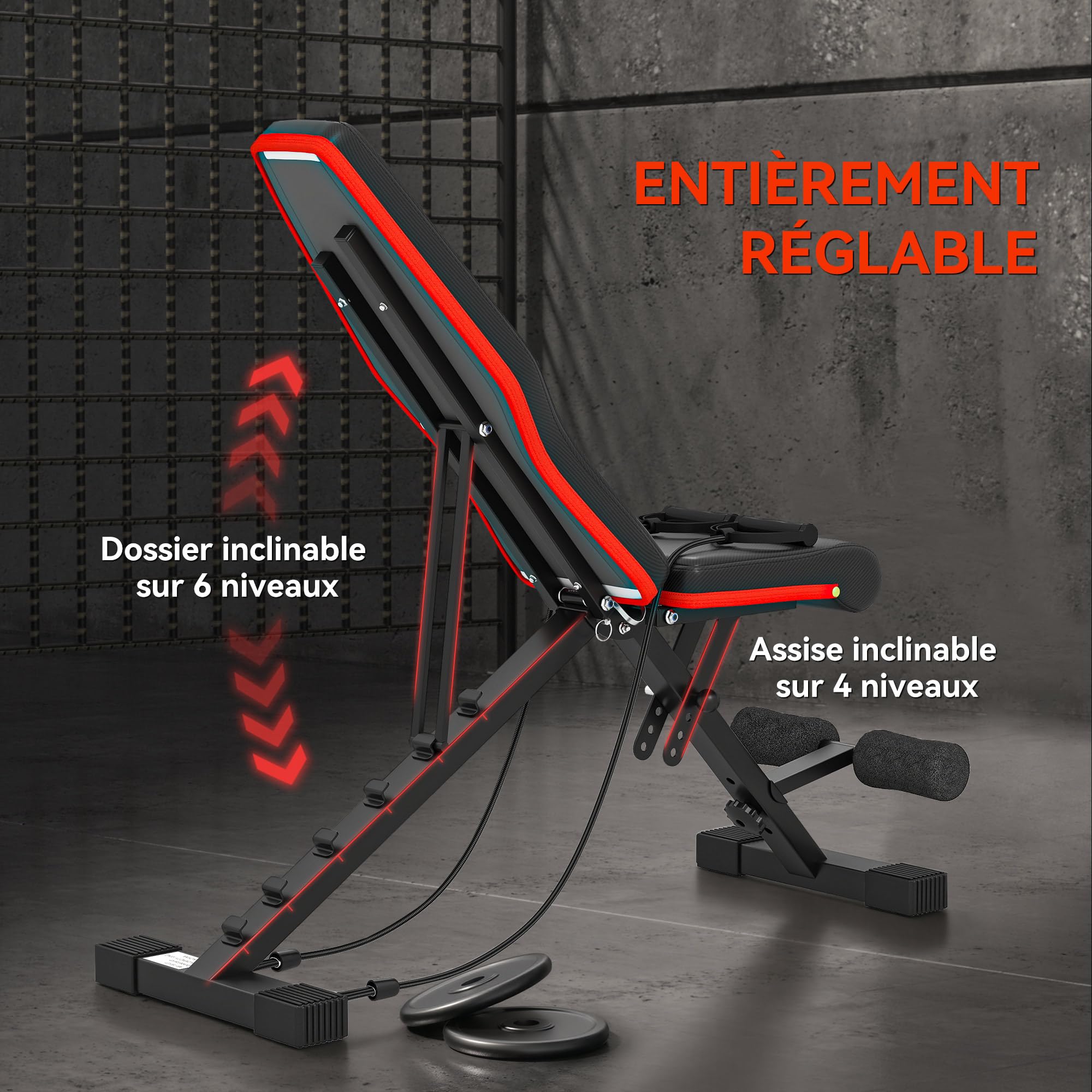 SPORTNOW Station à Poulie Murales 15 Positions + Banc de Musculation Pliable, Ensemble Gym Complet pour Haut du Corps et Abdos, avec Coussin Rembourré, 62x60x200cm, Noir