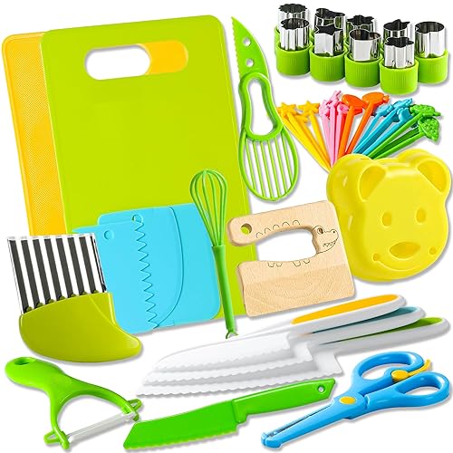 46Pcs Kids Knife Set for Real Cooking: Montessori Kitchen Tools