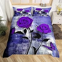 Vista 10 de Erosebridal Funda de edredón de rosa rústica para niños, adolescentes y jóvenes, funda de edredón retro teñida con lazo, juego de ropa de cama