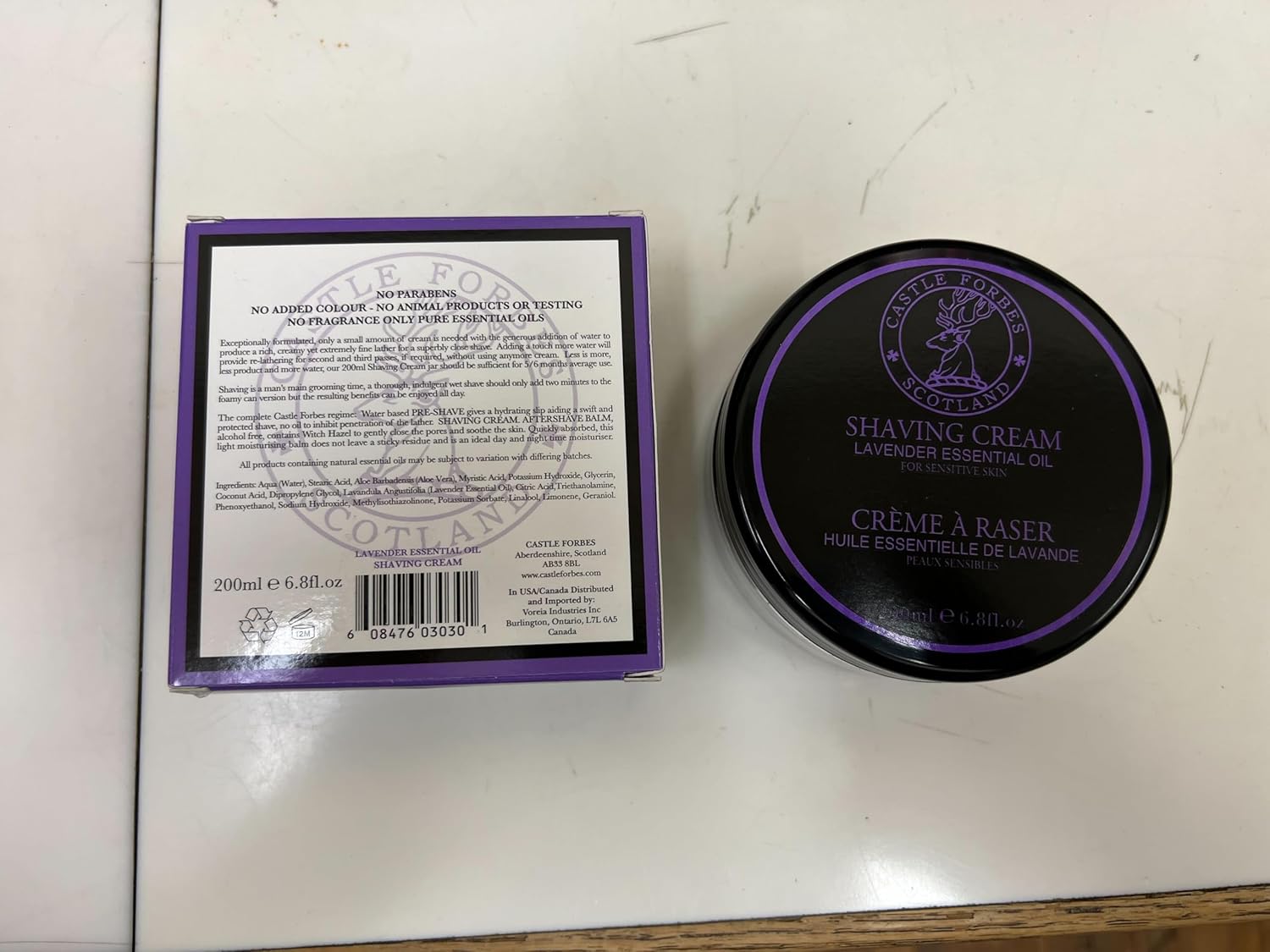 Castle Forbes Lavender Shaving Cream For Men, 6.8 fl.oz. | Moisturizing Smooth Shave Lather w/ Esseantial Oils | Protects Sensitive Skin From Razor Burn & Irritation | Luxury Grooming & Beard Care