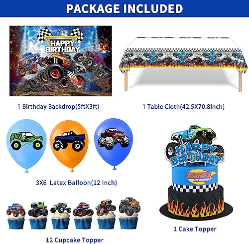 Miniatura 2 de Monster Trucks - Decoración de cumpleaños para camiones monstruos, suministros de fiesta, camiones monstruos, globos de camiones monstruos,