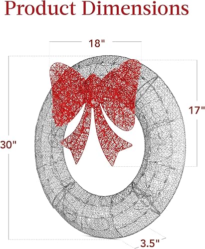 Miniatura 49 de Best Choice Products 48in Pre-Lit Outdoor Christmas Wreath Decoration, LED Metal Holiday Decor for Home w/ 140 Lights, Bow - Green/Red