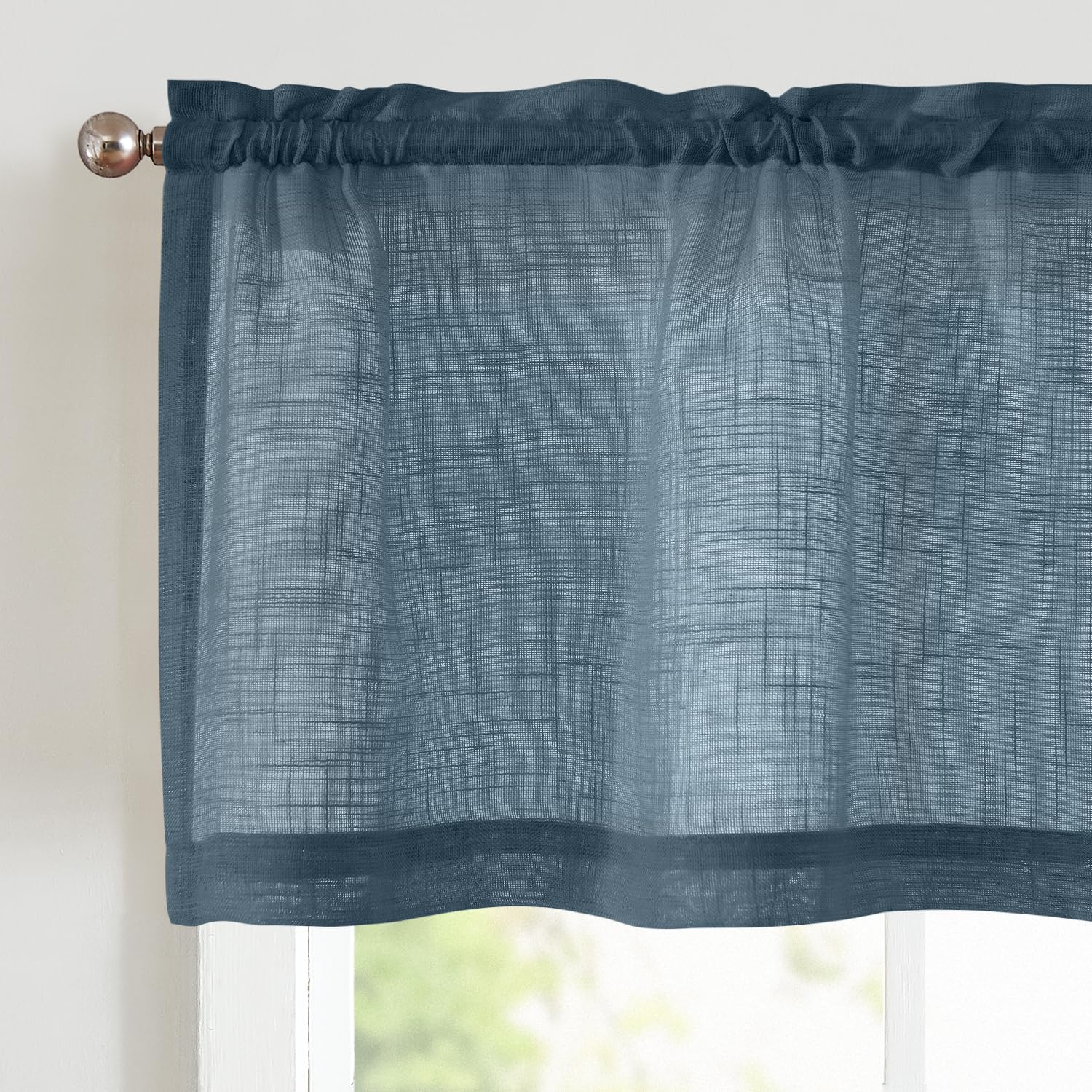 VANGAO Voile Scheibengardine Transparente Bistrogardine Sheer Unifarbige Tunnelzug Küchenvorhang
