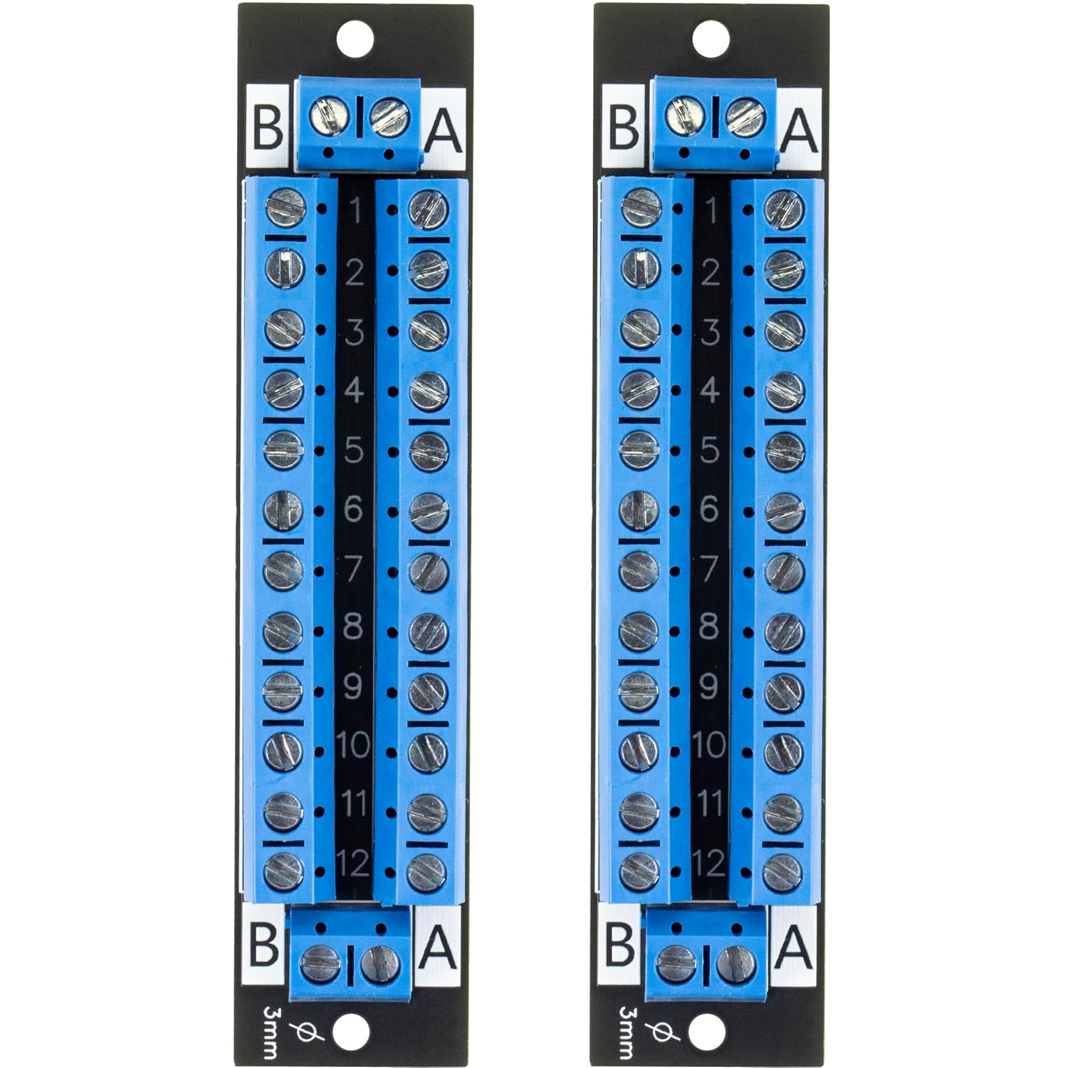 (2pcs) for 2x12 Position Terminal Block Distribution Module Breakout Board for AC DC 15 Amp Black