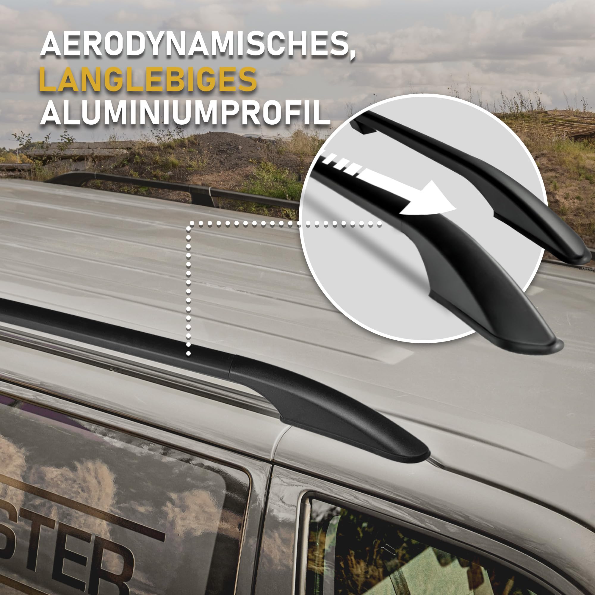 CHROMEMASTER Dachreling Dachträger Kompatibel mit VW T5 Transporter Short 2003-2015 | Zur Befestigung der Dachgepäckträger, Dachboxen oder Dachfahrradträger | Robuste Konstruktion aus Alu