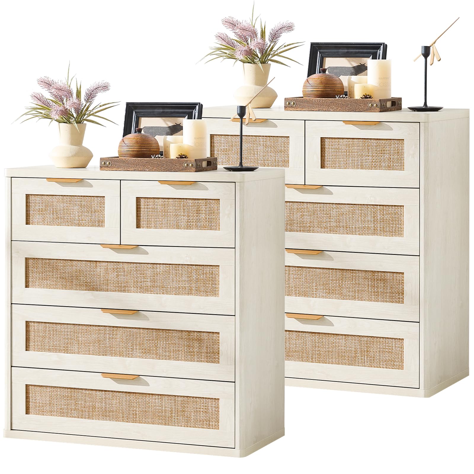 LEYAOYAO Rattan Dresser Set 2 for Bedroom, 33.5" Small Chest of Drawers