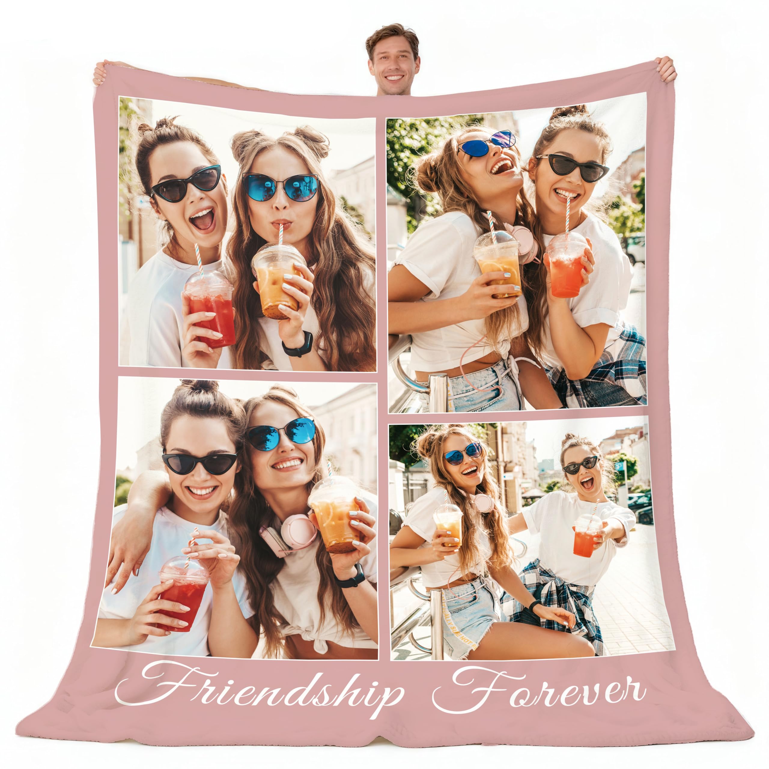 LUCKOR Personalised Flannel Photo Blanket - Gifts for Women Sister Friend