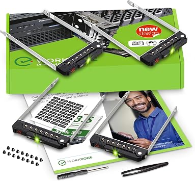 WORKDONE 4-Pack - E3.S Drive Caddy - Compatible for Dell PowerEdge Servers with E3.S Bay 17th-16th Gen R470 R570 R670 R770 R6725 R7725 R6715 R7715 R860 R760xa - NV2RX NVMe SSD Tray with Front Labels