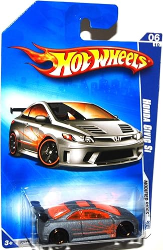 HONDA CIVIC Si Hot Wheels 2009 Modified Rides Series 610 Silver Honda Civic Si 164 Escala coleccionable de metal fundido a presión Modelo #162