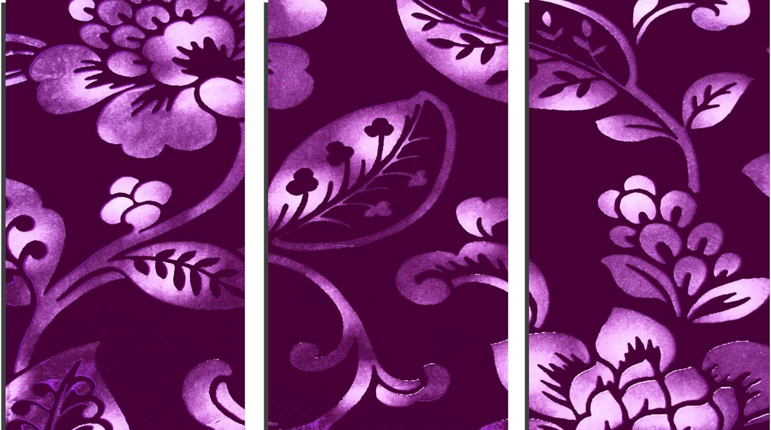 LARGE 3 PANEL CANVAS ART PURPLE FLORAL ARTWORK READY TO HANG Amazon