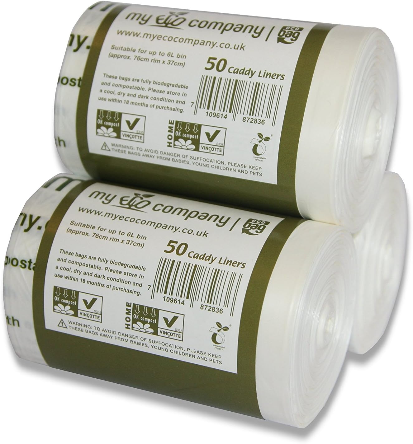 5L / 6L X 150 Compostable Kitchen Food Waste Bin Bags Caddy Liners (5 Litre / 6 Litre)