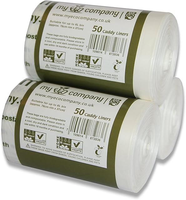 My Eco Company 5L / 6L X 150 Compostable Kitchen Food Waste Bin Bags Caddy Liners (5 Litre / 6 Litre)