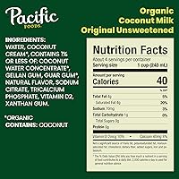 Vista 2 de Pacific Foods Bebida orgánica a base de plantas de coco sin azúcar, 32 onzas (paquete de 2)
