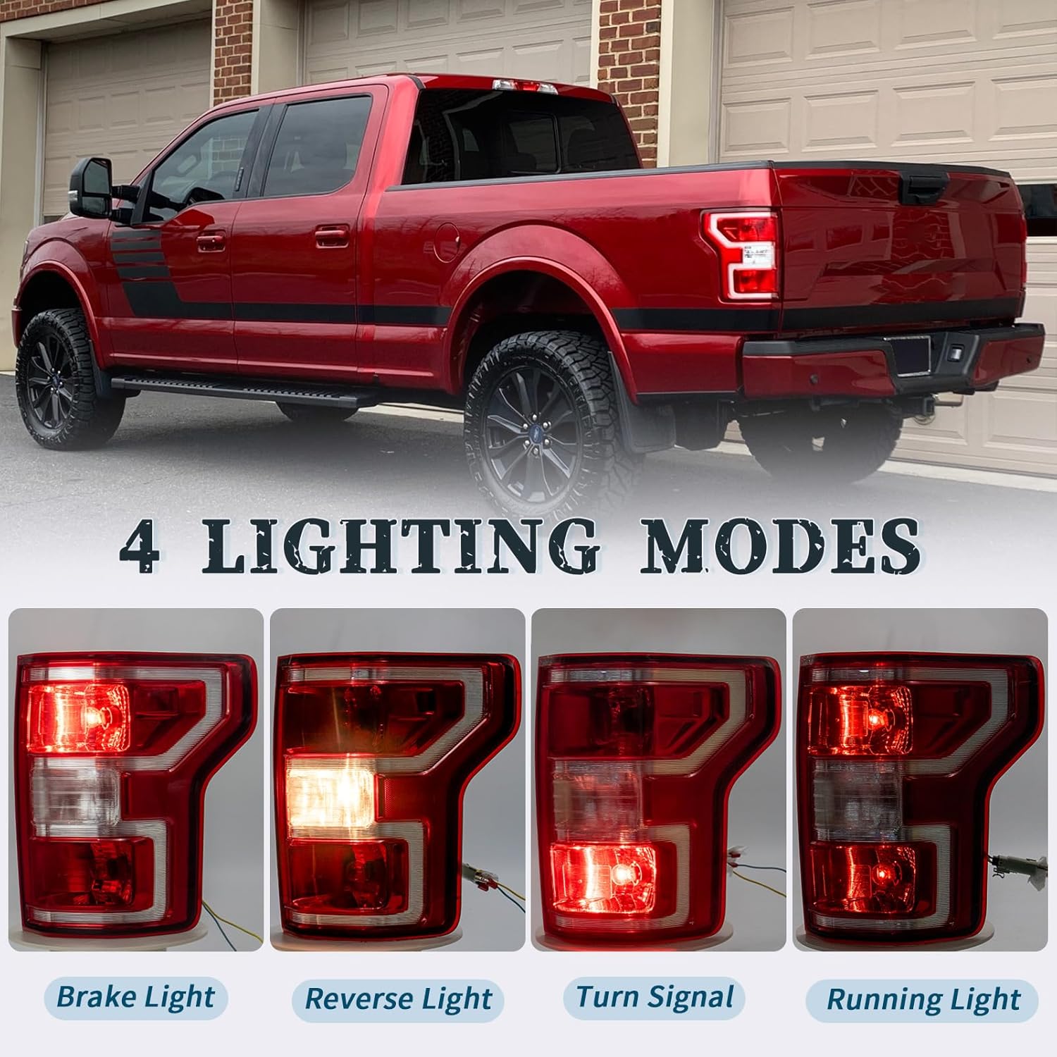 VPIMOZO Tail Lights Compatible With 2018 2019 2020 Ford F-150 F150 Left Driver Side Rear Brake Lamp w/Bulbs and Harness Replaces JL3Z-13405-H