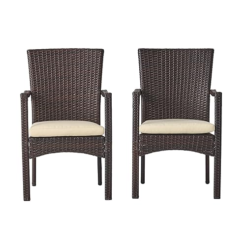 Corsica Outdoor Wicker Dining Chairs, 2-Pcs Set, Multibrown