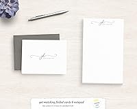 Vista 3 de Beautiful Handwriting Monogram Design Custom Flat Note Cards - Personalized Set - Modern Stationery - Gift For Her