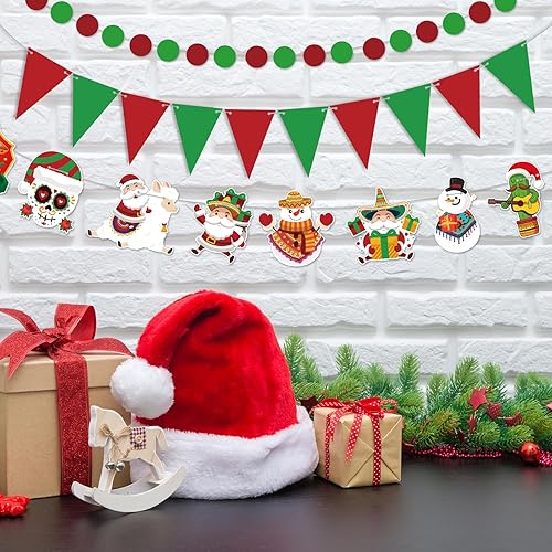 Miniatura 5 de 5 piezas de pancarta de Feliz Navidad, decoraciones mexicanas de Navidad en rojo, verde, pancarta de Navidad española, banderines de Feliz Navidad