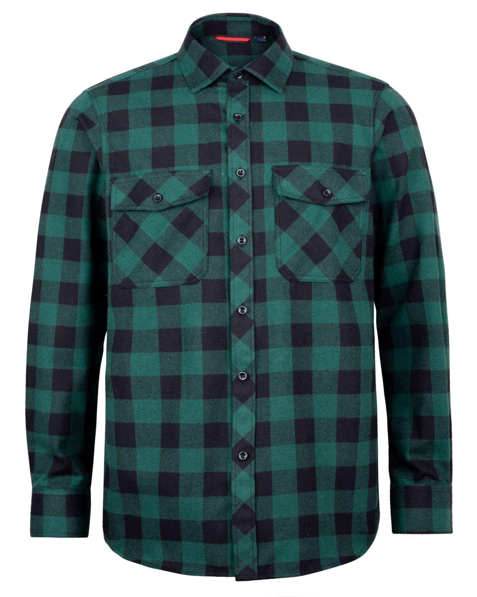 J.VER Herren Hemd Kariertes Flanellhemd Freizeithemd Regular Fit Langarm Karohemd Baumwolle HolzfäLler Oberteil Casual Shirt mit Brusttasche