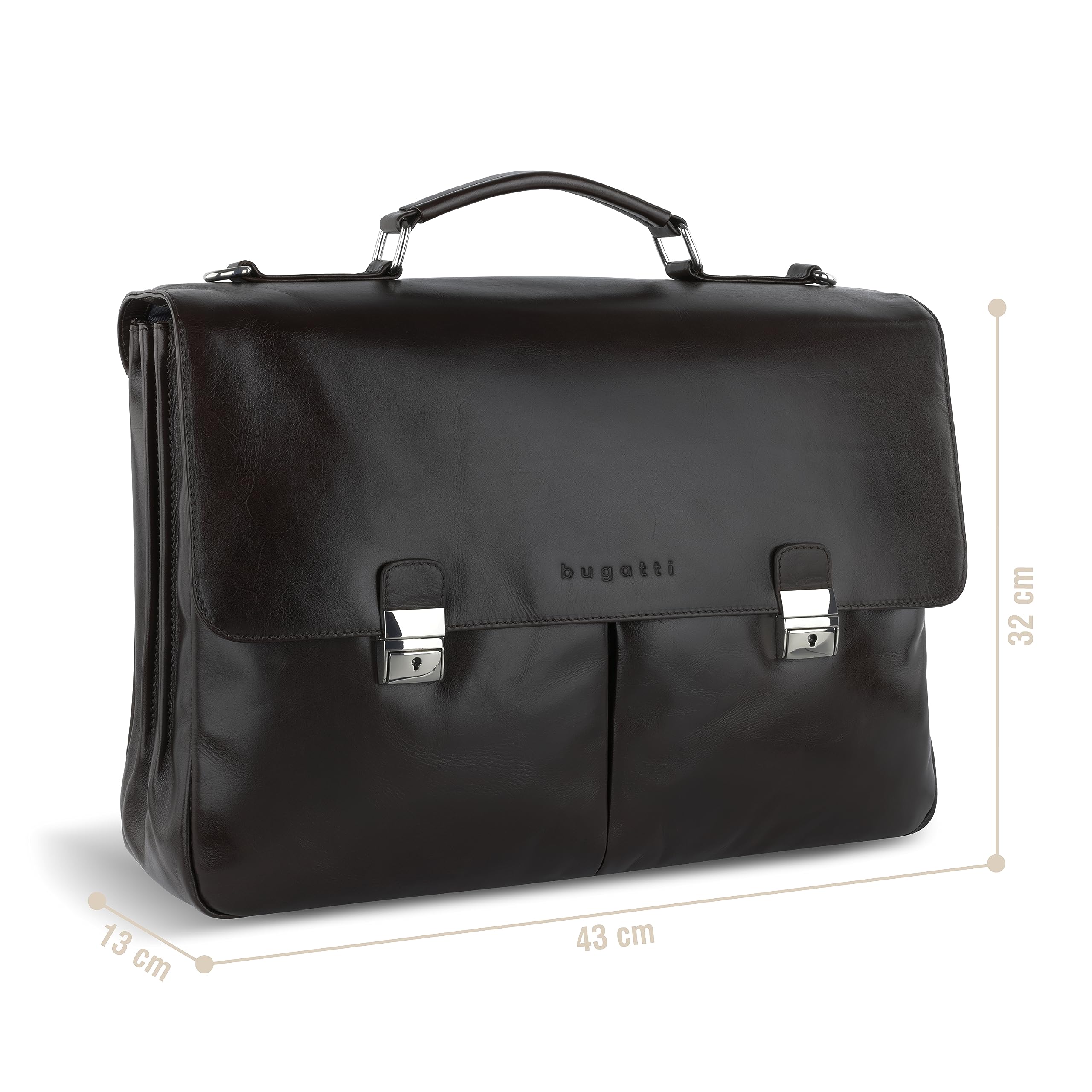 bugatti Romano, elegante Leder-Aktentasche Herren, Laptoptfach