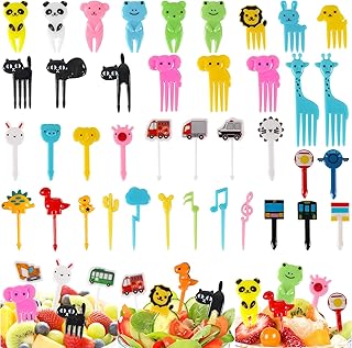 76PCS Kids Food Picks,Cute Animals Mini Food Fruit Fork Picks,Grade Fork Picks for Kids Bento Box Decor,Reusable Cartoon Fruit Picks Toothpicks for Children Dessert, Fruit, Pastry, Children Party