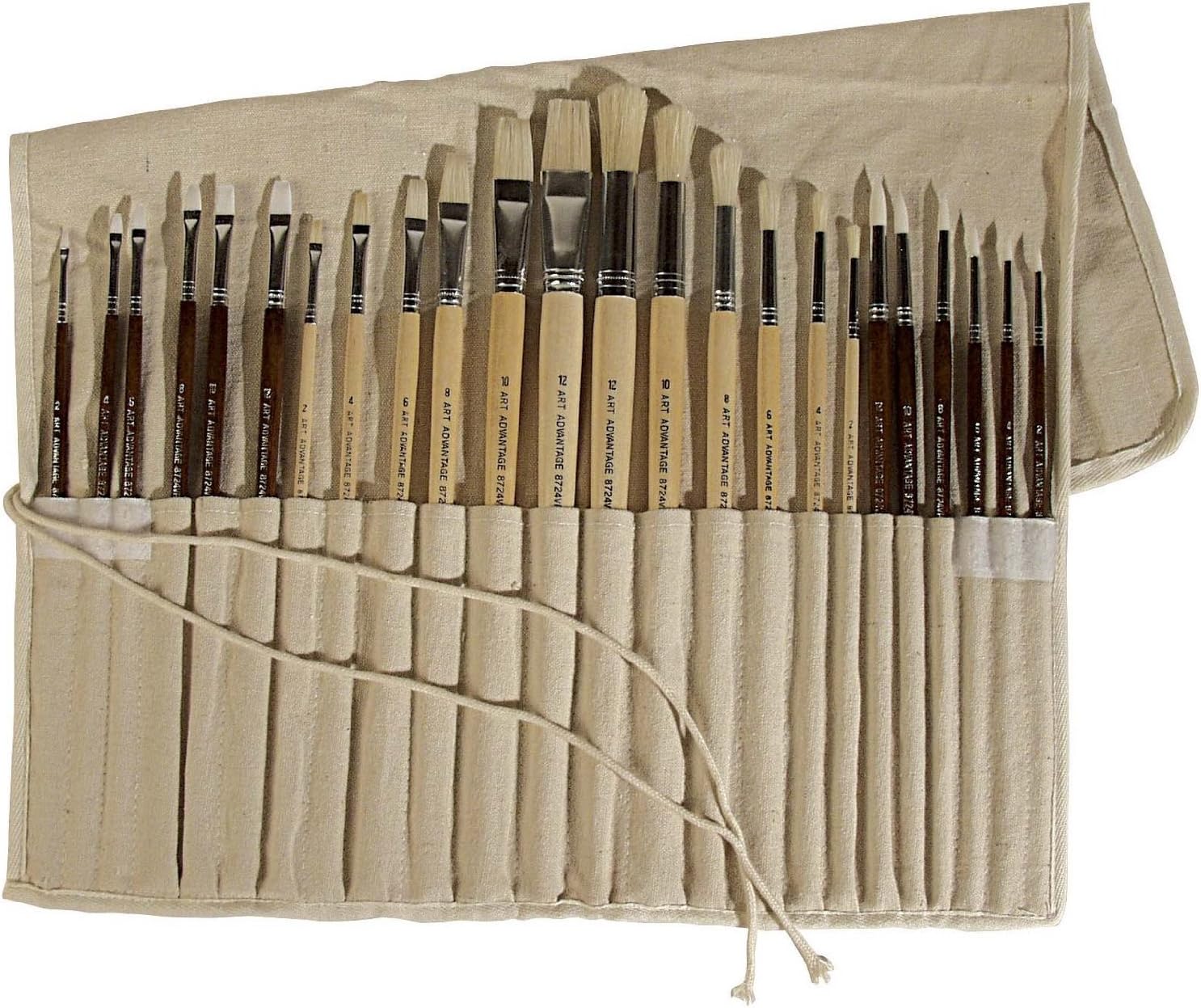 Set of 24 Art Advantage Acrylic & high-quality natural pig brush watercolor and oil painting Yohitsu (japan import)
