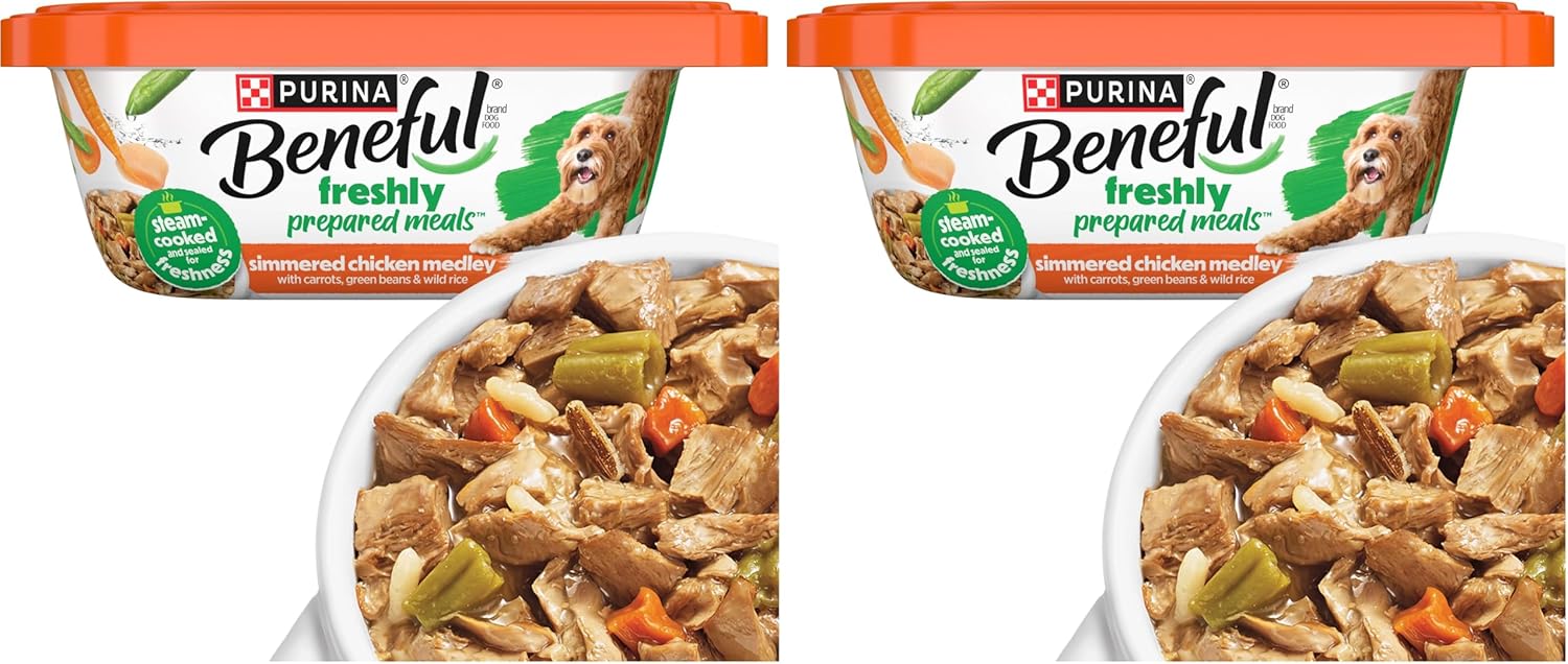 Beneful Purina Gravy Wet Dog Food, Prepared Meals Simmered Chicken Medley - (8) 10 oz. Tubs (Pack of 2)