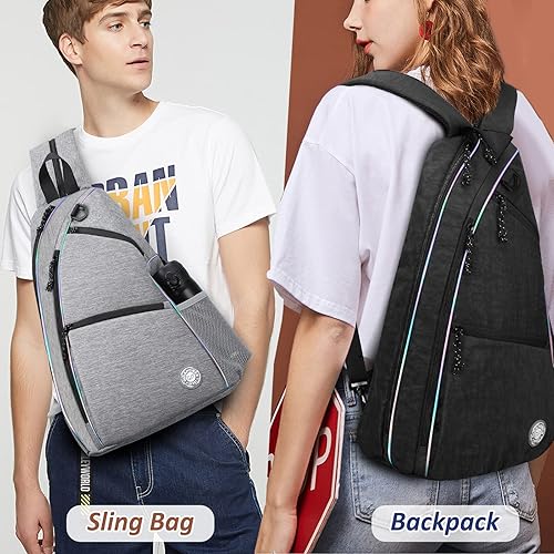 Miniatura 8 de GIGAPOWER Bolsa de pickleball  Mochila de pickleball para hombres y mujeres  Bolsa ajustable  Mochila deportiva cruzada reversible con luz colorida